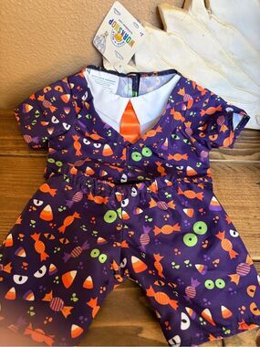 Build a Bear Halloween Orange Tie Out Fit CUTE! NWT